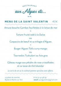 vendee mag restaurant aux algues etc la roche sur yon menu saint valentin